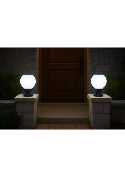 2 Adet Küre Set Üstü Solar LED Bahçe Lambası 20W | Güneş Enerjili + 220V Elektrikli Hibrit, Fotoselli, IP65 Su Geçirmez, E27 Duy, 2 Modlu Işık (Beyaz-Günışığı, 25X30 Cm) fırsatları