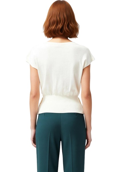 Kadın Akrilik Pamuk Karışımlı Fitted Triko Bluz Bisiklet Yaka Standart Kol Ince Kumaşlı Yazlık fiyatları