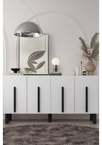 8196KB150-128CT Konsol ,tv Ünitesi Beyaz-Siyah