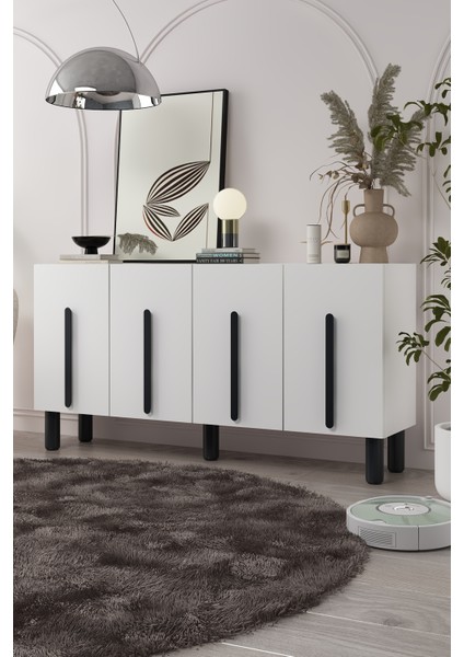 8196KB150-128CT Konsol ,tv Ünitesi Beyaz-Siyah