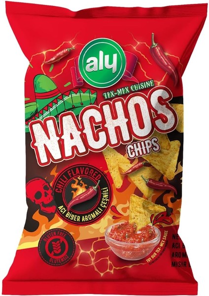 Aly Acı Biber Aromalı Glutensiz Nachos Cips 225 gr