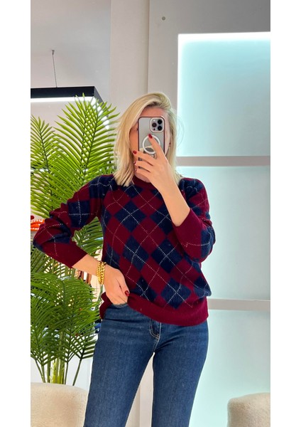 Premium Kalite Yumoş Dokulu Baklava Desen Kazak fırsatları