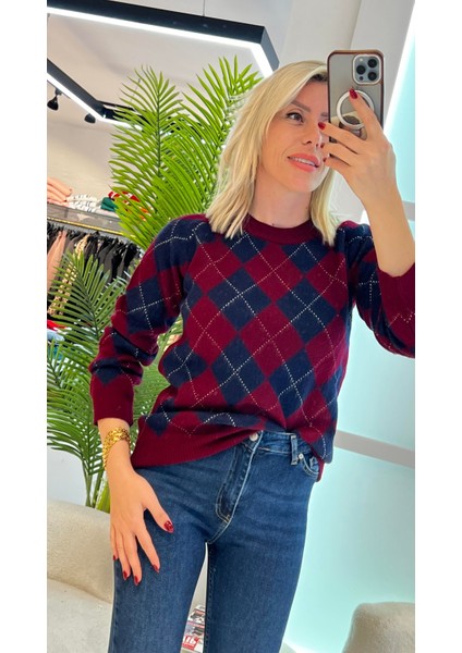 Premium Kalite Yumoş Dokulu Baklava Desen Kazak