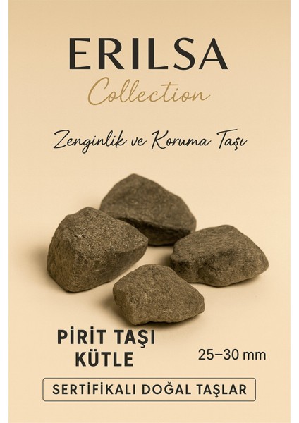 Sertifikalı Ham Işlenmemiş Pirit Taşı Kütle 25–30 mm – Zenginlik ve Koruma Taşı