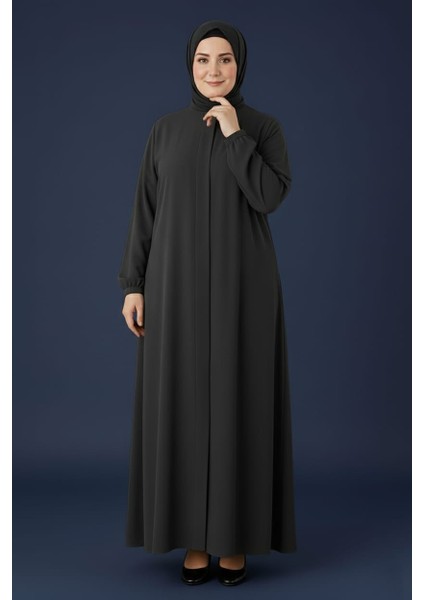 Medine Ipeği Mevlana Kesim Cepli Kuşaklı Bol Büyük Beden Ferace modelleri