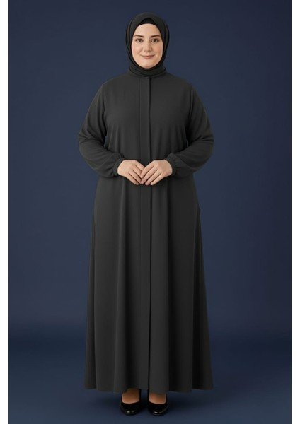 Medine Ipeği Mevlana Kesim Cepli Kuşaklı Bol Büyük Beden Ferace indirimleri