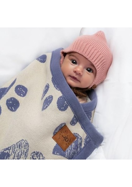 DEDI%100 Organik Pamuk Örme Peluş Katmanlı Bebek Battaniyesi 75X95 cm - Rahat ve Yenidoğan Temelleri - Kreş, Beşik, Bebek Arabası Için Yumuşak Kundak Örtüsü (Mavi) fiyatları