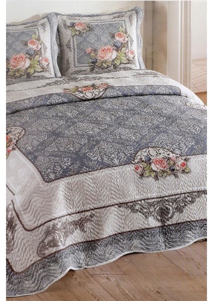 Çift Kişilik Kapitone Yatak Örtüsü Takımı - Mavi