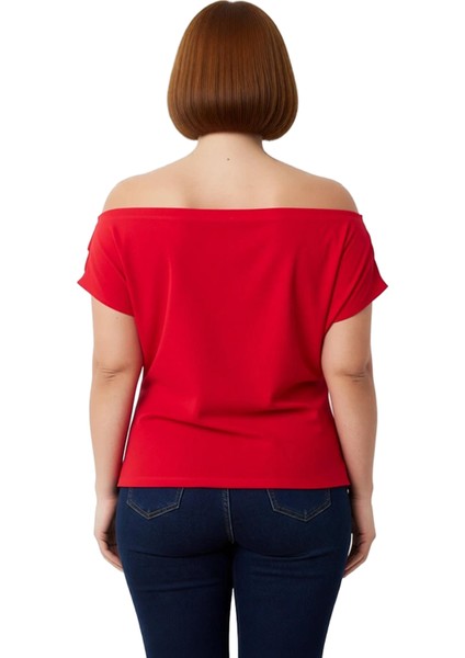 Kadın Asimetrik Yaka Dökümlü Örme Bluz Şıklık ve Konfor Bir Arada Kaliteli Şık Rahat Modern fırsatları