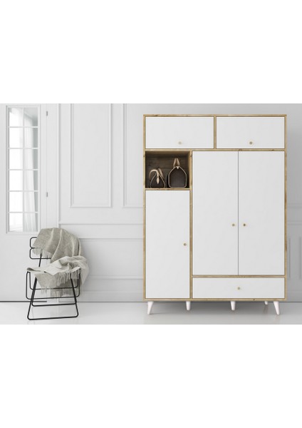 Hunerika Moon 4 Kapak Tek Çekmeceli Gardırop -Beyaz-Minifiks Bağlantılı fiyatları