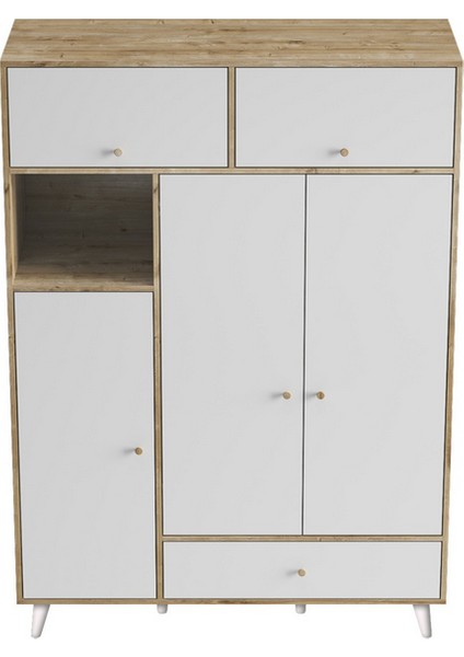 Hunerika Moon 4 Kapak Tek Çekmeceli Gardırop -Beyaz-Minifiks Bağlantılı modelleri