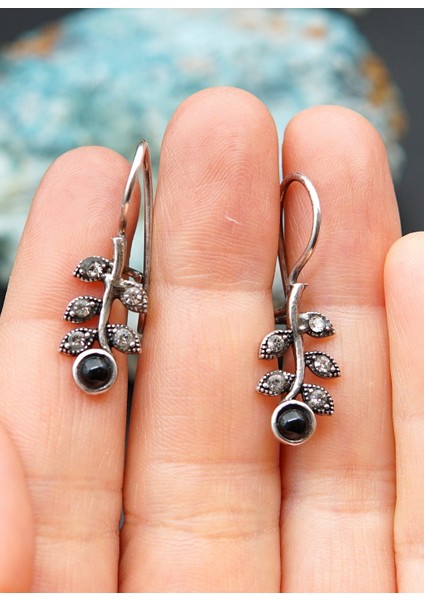 925 Ayar Gümüş Oltu Taşı Kadın Küpe SKÜ00029 fiyatları