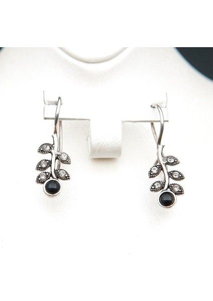 925 Ayar Gümüş Oltu Taşı Kadın Küpe SKÜ00029 modelleri