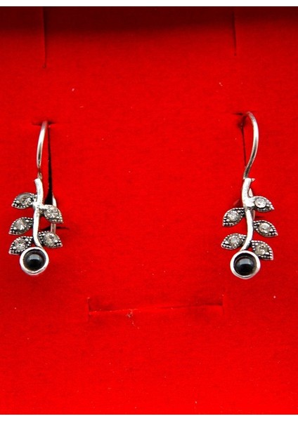 925 Ayar Gümüş Oltu Taşı Kadın Küpe SKÜ00029 fırsatları