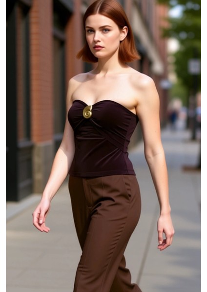 Kadın Straplez Örme Üst Zarif Detaylı ve Modern Tasarım Kaliteli Şık Rahat Modern Zarif Günlük