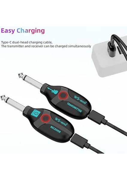 Kablosuz Gitar Sistemi 48K/16BIT Gerçek Zamanlı Iletim 4 Kanal Eşleştirme Gerektirmez Renkli Gösterge Işıkları Elektro Gitar Bas Elektrik Için Gitar Verici Alıcı Seti Siyah fiyatları