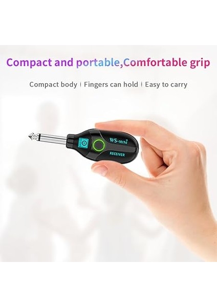 Kablosuz Gitar Sistemi 48K/16BIT Gerçek Zamanlı Iletim 4 Kanal Eşleştirme Gerektirmez Renkli Gösterge Işıkları Elektro Gitar Bas Elektrik Için Gitar Verici Alıcı Seti Siyah modelleri