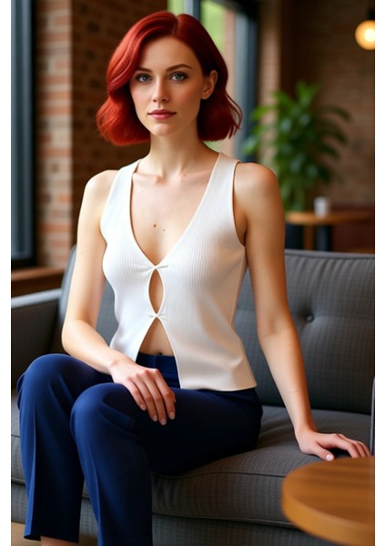 Kadın V Yaka Büzgülü Triko Bluz Konforlu ve Şık Günlük Giyim Kaliteli Şık Rahat Modern Zarif