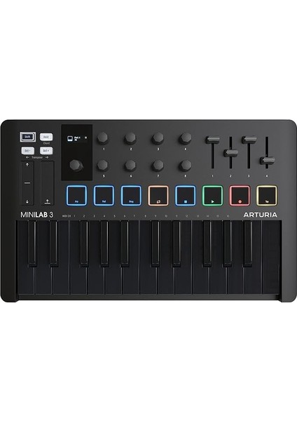 Minilab 3 Deep Black, Klavye, Siyah Beyaz