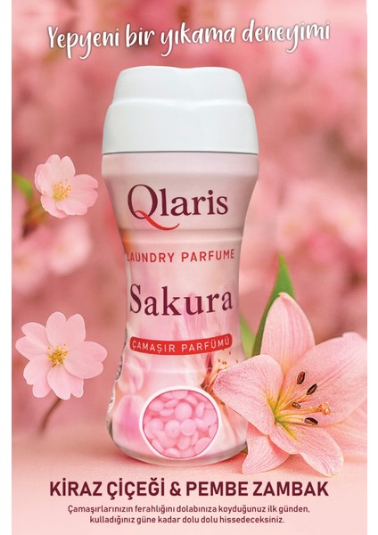 Qlarıs Vegan Formüllü Granül Çamaşır Parfümü & Çamaşır Yumuşatıcısı Sakura 210 gr