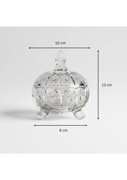 Kesme Güneş Dekor 3 Bacaklı Kapaklı Cam Şekerlik 13×10 cm fiyatları