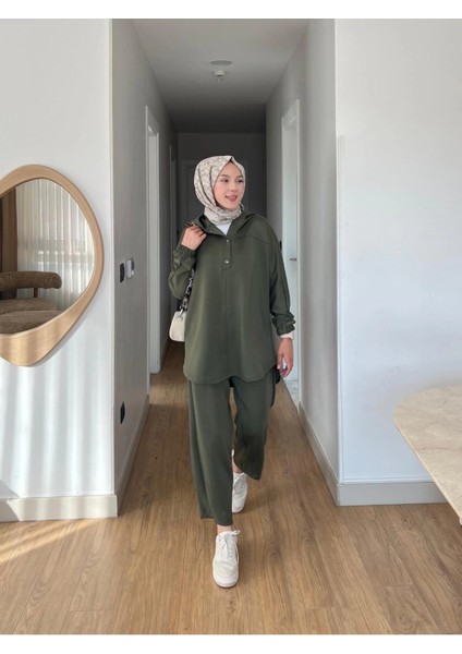 Lena Modal Kumaş Çıt Çıt Detaylı Kadın Tesettür Ikili Takım