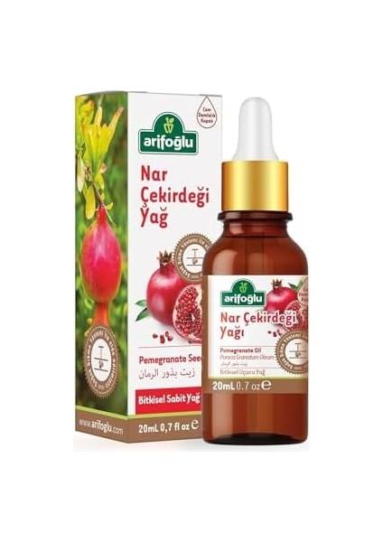 Arifoğlu Nar Çekirdeği Yağı 20ML - Soğuk Sıkım, Doğal Antioksidan, Cilt Yenileyici | Arifoğlu Pomegranate Seed Oil 20ML - Cold Pressed, Natural Antioxidant, Skin Revitalizer