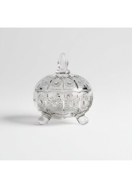 Kesme Güneş Dekor 3 Bacaklı Kapaklı Cam Şekerlik 13×10 cm fırsatları