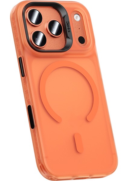 iPhone 17 Pro Uyumlu Kılıf M-Safe Şarj Özellikli Benks C-Magnet Lucid Armor Kapak Turuncu fiyatları