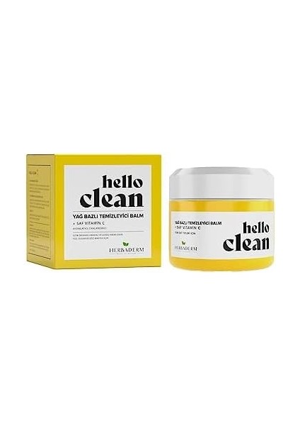 Herbaderm Hello Clean Yağ Bazlı Temizleyici Balm Aydınlatıcı, Canlandırıcı + Saf Vitamin C 100 ml