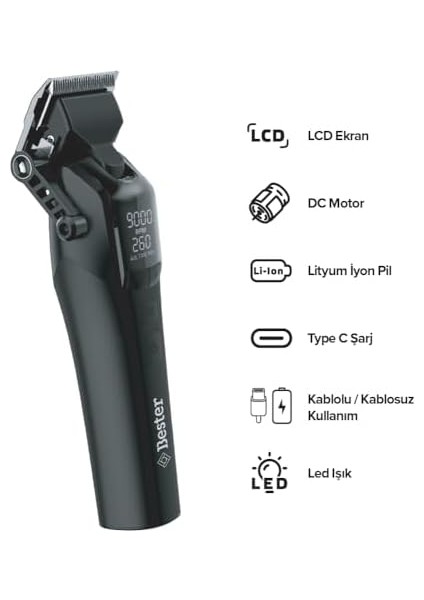 Bester HC9553 Profesyonel Lityum Ion Saç Kesme Makinesi modelleri