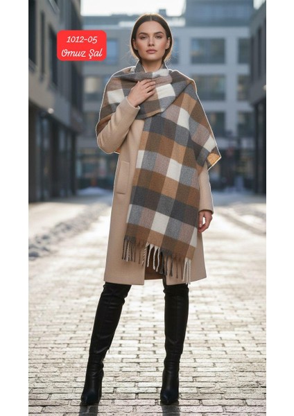 1012 Puff Kalın Ekose Omuz Şalı