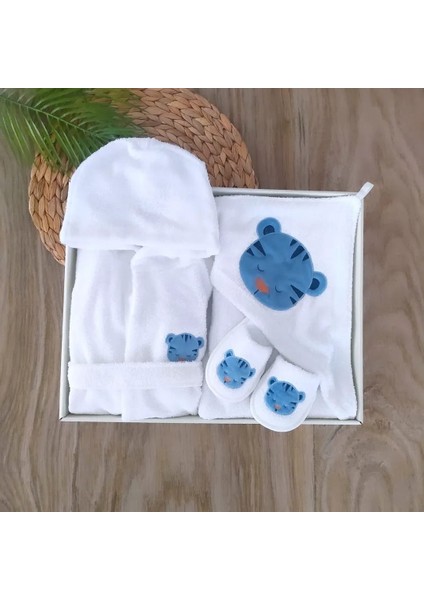 Erkek Bebek %100 Pamuklu Naturel Sevimli Aslan Bornoz Takımı 0-2 Yaş Bebek Hediyesi BBK1105 fiyatları