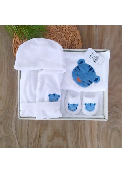 Erkek Bebek %100 Pamuklu Naturel Sevimli Aslan Bornoz Takımı 0-2 Yaş Bebek Hediyesi BBK1105 fırsatları