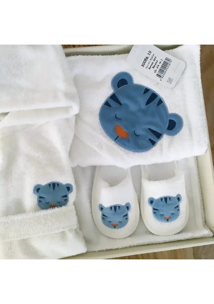 Erkek Bebek %100 Pamuklu Naturel Sevimli Aslan Bornoz Takımı 0-2 Yaş Bebek Hediyesi BBK1105 indirimleri