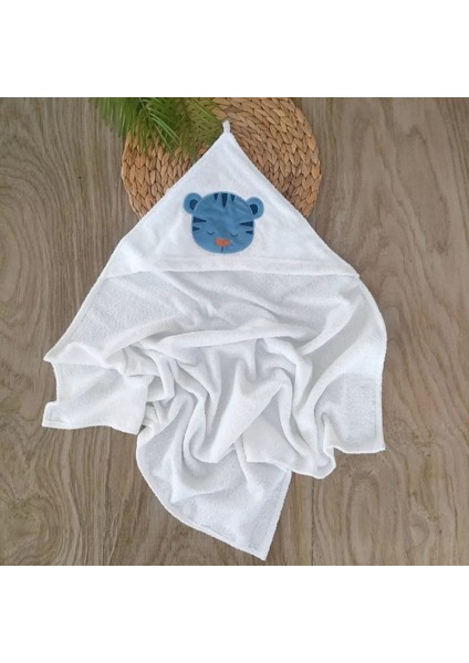 Erkek Bebek %100 Pamuklu Naturel Sevimli Aslan Bornoz Takımı 0-2 Yaş Bebek Hediyesi BBK1105