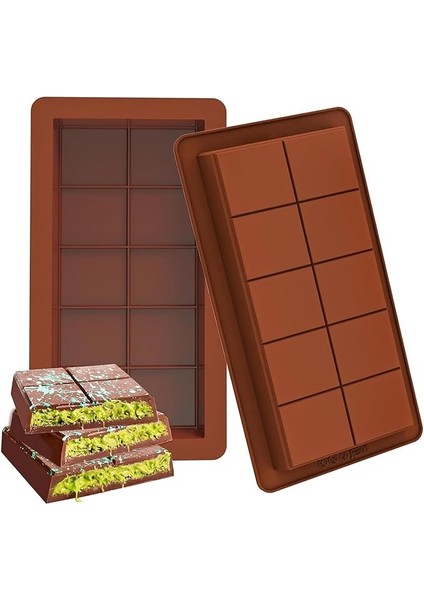 2 Adet Dubai Çikolatası Kalıbı, Büyük Boy, Silikon Bölmeli Kalıp, Bpa Free, Gıdaya Uygun, Esnek, Kolay Çıkarılabilen Çikolata Kalıbı