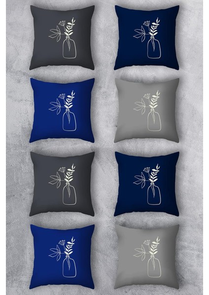 Çift Tarafı Baskılı 43X43 Kırlent Kılıfı 8&apos;li Set Kombini