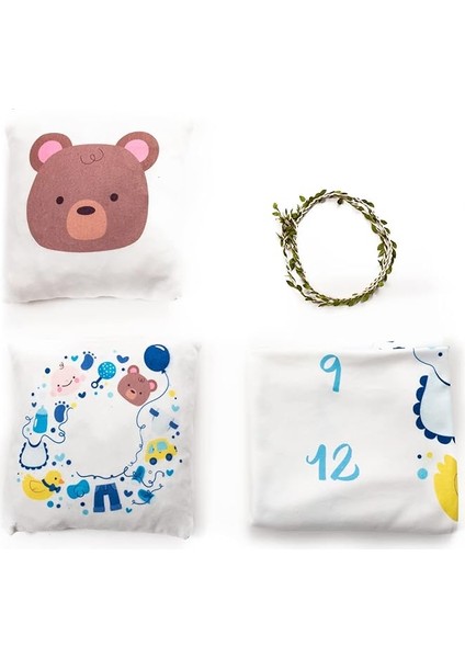 Yeni Doğan Bebek Hediyesi Fotoğraf Battaniyesi Seti Aylık Çekim