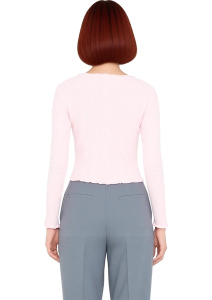 Genç Kadın Slim Fit Bisiklet Yaka Uzun Kollu Pointel Örme Üst Kaliteli Şık Rahat Modern Zarif modelleri