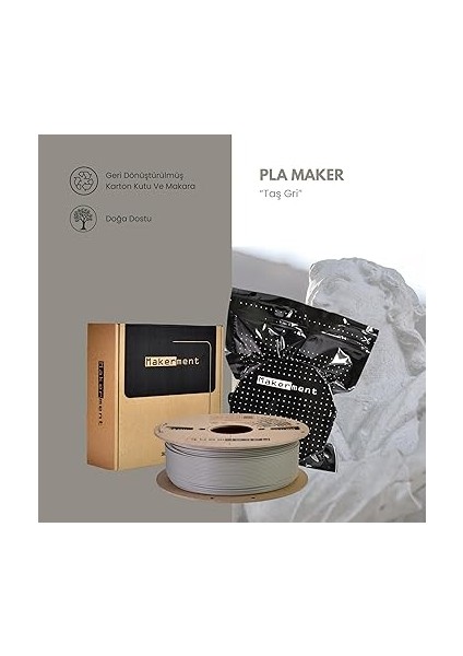 Pla Maker, 1.75MM 1kg 3D Yazıcı Pla Filament (Taş Gri) fiyatları