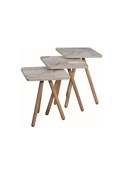 Zigon Sehpa Ahşap Ayaklı Kare Mermer Desenli Tasarım (Beyaz Mermer) modelleri