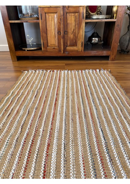 Bohem Tarz El Dokuma Jüt & Pamuk Karışımı Runner Halı Mutfak Salon Hol Yumuşak Şönil Dokusu 80X150CM fırsatları