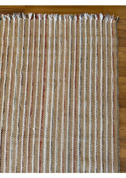 Bohem Tarz El Dokuma Jüt & Pamuk Karışımı Runner Halı Mutfak Salon Hol Yumuşak Şönil Dokusu 80X150CM