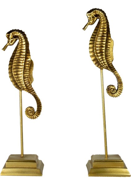 Seahorse Ikili Biblo Altın