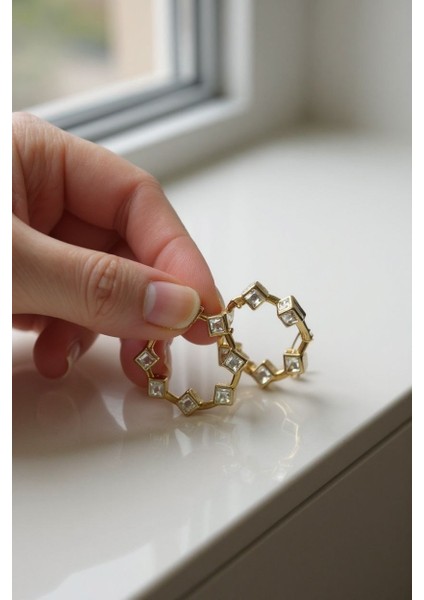 Rena Taşlı Vip Tasarım Halka Küpe fiyatları