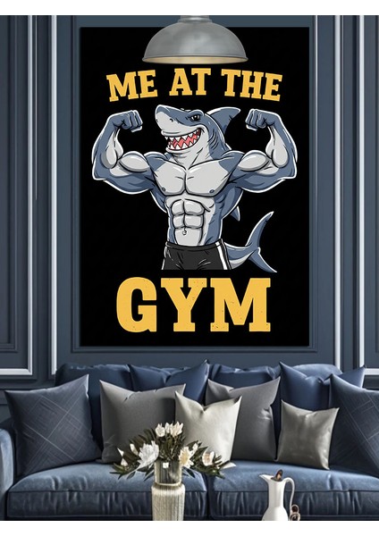 Siyah Beyaz Yazılı Spor Salonu Posteri "me At The Gym" Dekoratif Kanvas - Mdf Ahşap Tablo fiyatları