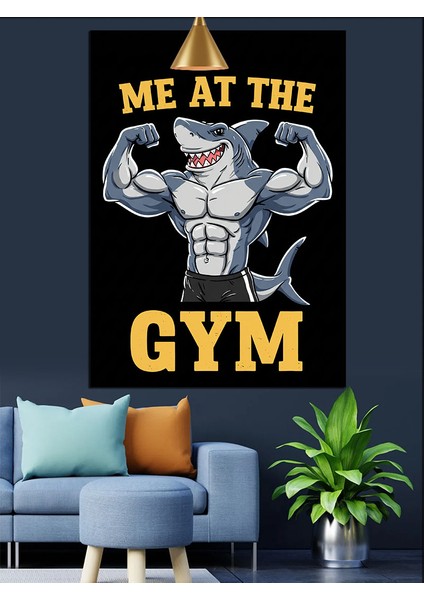 Siyah Beyaz Yazılı Spor Salonu Posteri "me At The Gym" Dekoratif Kanvas - Mdf Ahşap Tablo fırsatları