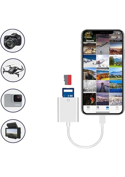 Lightning Girişli iPhone 11 12 13 14 Uyumlu Kart Okuyucu Sd Kart Adaptörü Tf Kart Okuyucu Disk Adaptörü Mobil Kart Okuyucu Hızlı Aksesuarları Bağlayın - (S101 - Lightning) fiyatları