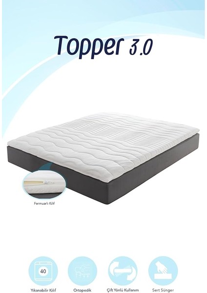 3.0 - Sert Ortopedik Yatak Pedi - Yatak Sertleştirici - Yıkanabilir Fermuarlı Kılıflı (140X200) indirimleri